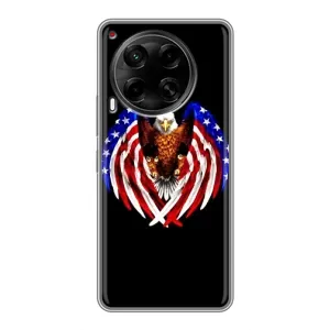 Чехол Флаг USA для Tecno Camon 30 (CL6) (Крылья США)