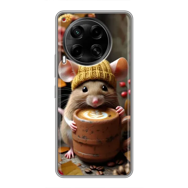 Чехол с рисунком «Мышка с кофе» для TECNO Camon 30 (CL6) Чехол с рисунком «Мышка с кофе» для TECNO Camon 30 (CL6)