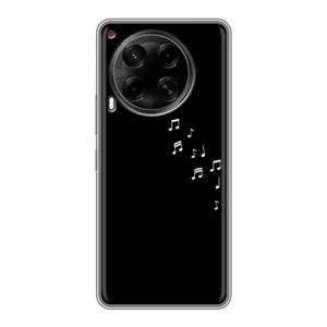 Чехол с картинками на черном фоне для Tecno Camon 30 (CL6) (Ноты)