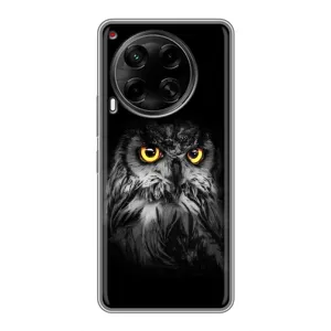 Чехлы с принтом СОВЫ для Tecno Camon 30 (CL6) (Сова на чёрном)