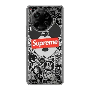 Чехол с Брендами одежды на Камон 30 (Supreme Маус)