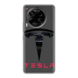 Силиконовый бампер с картинкой машины на Tecno Camon 30 (CL6) (Logo TESLA)
