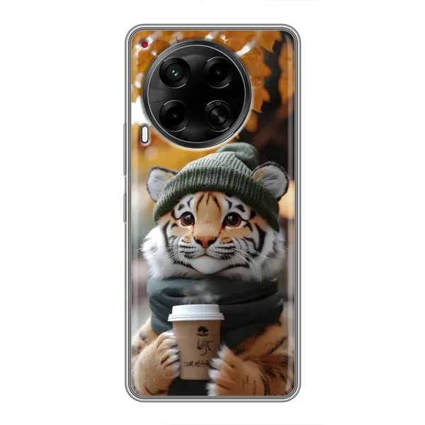 Чехол с рисунком «Тигр с кофе» для TECNO Camon 30 (CL6) Чехол с рисунком «Тигр с кофе» для TECNO Camon 30 (CL6)