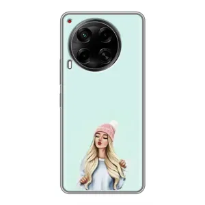 Силиконовый Чехол на Tecno Camon 30 (CL6) с картинкой Стильных Девушек (В шапке)