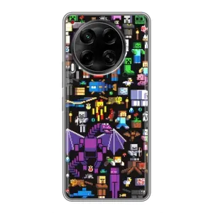 Чехол майнкрафт для Tecno Camon 30 (CL6) (Все персонажи)