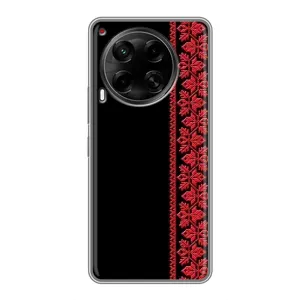 Силиконовый Чехол на Tecno Camon 30 (CL6) с картинкой Вышиванки (Вышиванка на черном)
