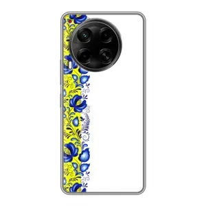Силиконовый Чехол на Tecno Camon 30 (CL6) с картинкой Вышиванки (Желто-синяя вышиванка)