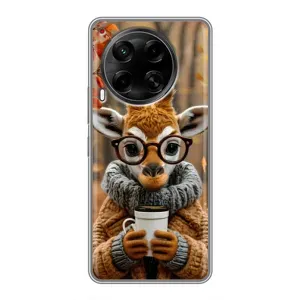 Печатный чехол «Зверята с кофе» для Tecno Camon 30 (CL6) (Жираф с кофе)