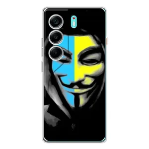 Чехол с Украинской символикой на ТЕКНО Камон 40 (Анонимус патриот)