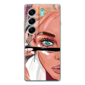 Силіконовый Чохол на TECNO Camon 40 з картинкой Модных девушек (Дівчина та вії)