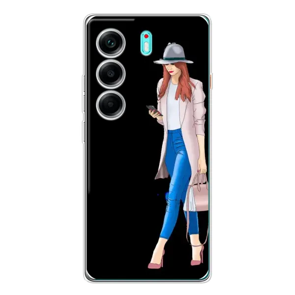 Чехол с рисунком «Девушка со смартфоном» для TECNO Camon 40 Чехол с рисунком «Девушка со смартфоном» для TECNO Camon 40