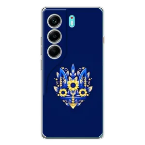 Чохол з картинкою (Патріотичний ГЕРБ) на TECNO Camon 40 (Герб в квітах)