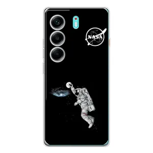 Силіконовый бампер з принтом "Наса" на TECNO Camon 40 (Космонавт баскетболіст)