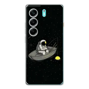 Силіконовый Чохол з принтом "Космонавти" на TECNO Camon 40 (Космонавт на рибалці)