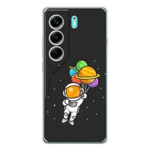 Силіконовый Чохол з принтом "Космонавти" на TECNO Camon 40 (Космонавт з кульками)