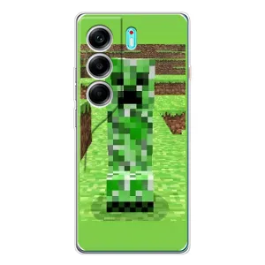 Чехлы для TECNO Camon 40 (Персонажи Майн Крафт) (Крипер 2)
