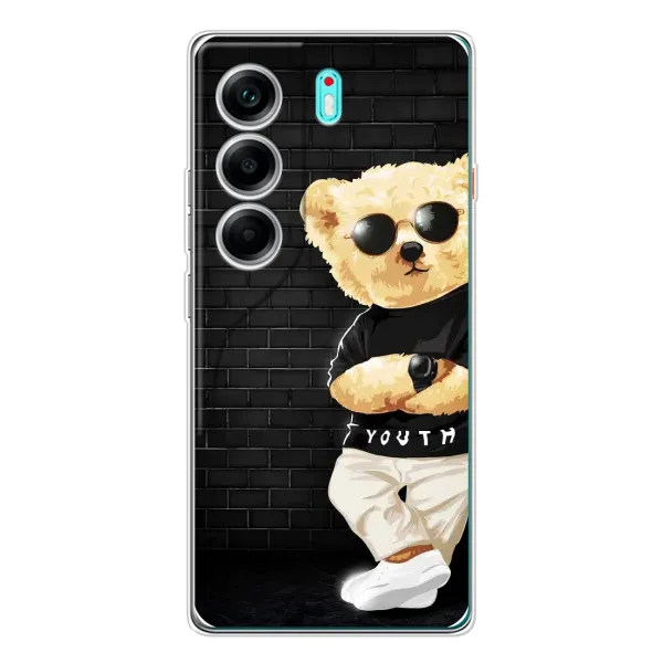 Чехол с рисунком «Мишка в очках» для TECNO Camon 40