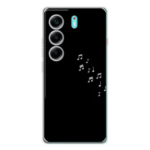 Чехол с картинками на черном фоне для TECNO Camon 40 (Ноты)