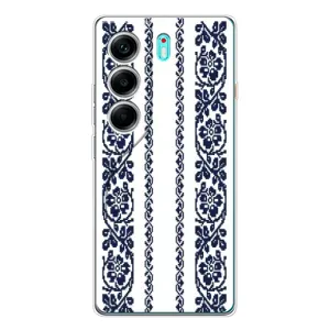 Силиконовый Чехол на TECNO Camon 40 с картинкой Вышиванки (Синяя вышиванка)