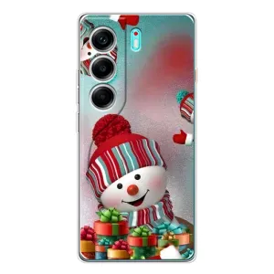 Чехлы на Новый Год TECNO Camon 40 (Снеговик в шапке)