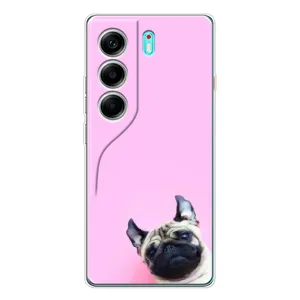 Бампер для TECNO Camon 40 с картинкой "Песики" (Собака на розовом)