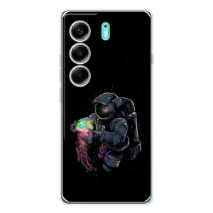Силіконовый Чохол з принтом "Космонавти" на TECNO Camon 40 (В руках земля)