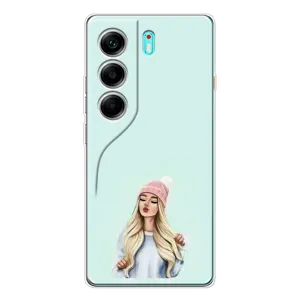 Силіконовый Чохол на TECNO Camon 40 з картинкой Модных девушек (В шапці)