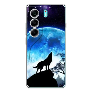 Чехол с Волком на TECNO Camon 40 (Воет на луну)