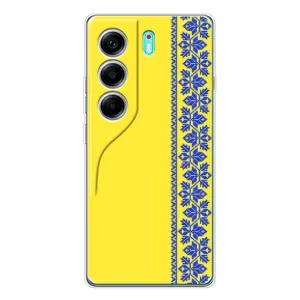 Силиконовый Чехол на TECNO Camon 40 (Вышиванка на желтом)