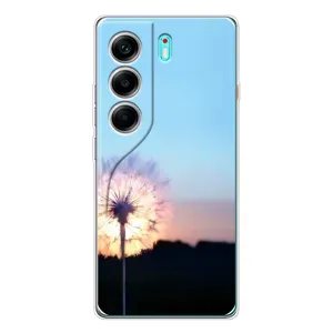 Силиконовый Чехол с одуванчиками на TECNO Camon 40 (Закат с одуванчиком)