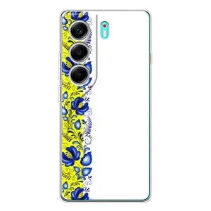 Силиконовый Чехол на TECNO Camon 40 с картинкой Вышиванки (Желто-синяя вышиванка)