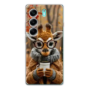 Печатный чехол «Зверята с кофе» для TECNO Camon 40 (Жираф с кофе)