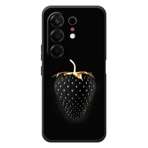 Чехол с изображением вкусной еды для TECNO Camon 50 (Чёрная клубника)