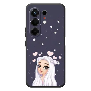 Чехол Стильные девушки на TECNO Camon 50 (Девушка и сердечки)