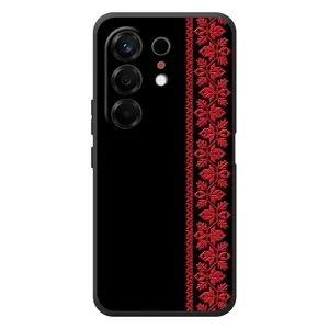 Силиконовый Чехол на TECNO Camon 50 (Красная Вышиванка)