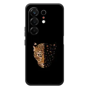 Чехол с леопардовым принтом на TECNO Camon 50 (Леопард на черном)