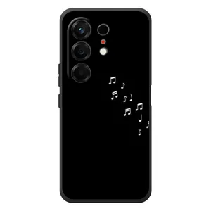 Чехол с картинками на черном фоне для TECNO Camon 50 (Ноты)