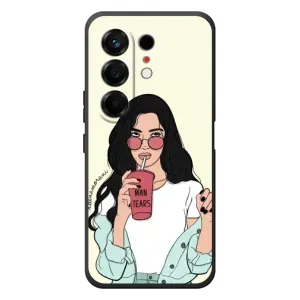 Силиконовый Чехол на TECNO Camon 50 с картинкой Стильных Девушек (С напитком)