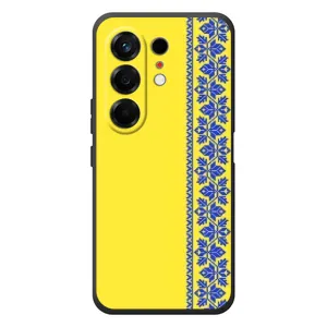 Силиконовый Чехол на TECNO Camon 50 (Вышиванка на желтом)