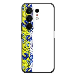 Силиконовый Чехол на TECNO Camon 50 с картинкой Вышиванки (Желто-синяя вышиванка)
