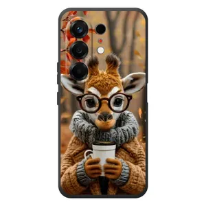 Печатный чехол «Зверята с кофе» для TECNO Camon 50 (Жираф с кофе)