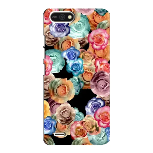 Чехол с рисунком «Цветы на черном» для TECNO POP 2F