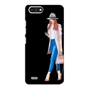Чехол с картинкой Модные Девчонки TECNO POP 2F (Девушка со смартфоном)