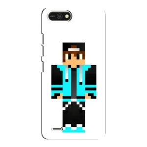Чехлы для TECNO POP 2F (Персонажи Майн Крафт) (Мальчик в голубом)