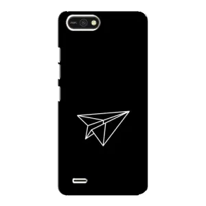 Чехол с картинками на черном фоне для TECNO POP 2F (Самолетик)