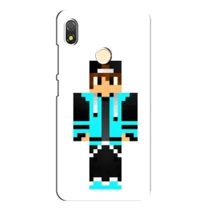 Чехлы для TECNO POP 3 (Персонажи Майн Крафт) (Мальчик в голубом)