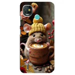 Печатный чехол «Зверята с кофе» для TECNO Pop 4 LTE (Мышка с кофе)