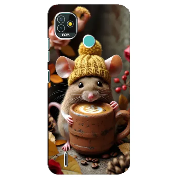 Чехол с рисунком «Мышка с кофе» для TECNO Pop 4 LTE Чехол с рисунком «Мышка с кофе» для TECNO Pop 4 LTE