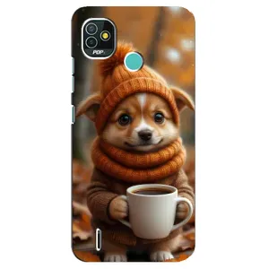 Печатный чехол «Зверята с кофе» для TECNO Pop 4 LTE (Собачка с кофе)
