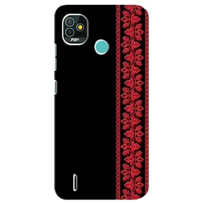 Силиконовый Чехол на TECNO Pop 4 LTE с картинкой Вышиванки (Вышиванка на черном)